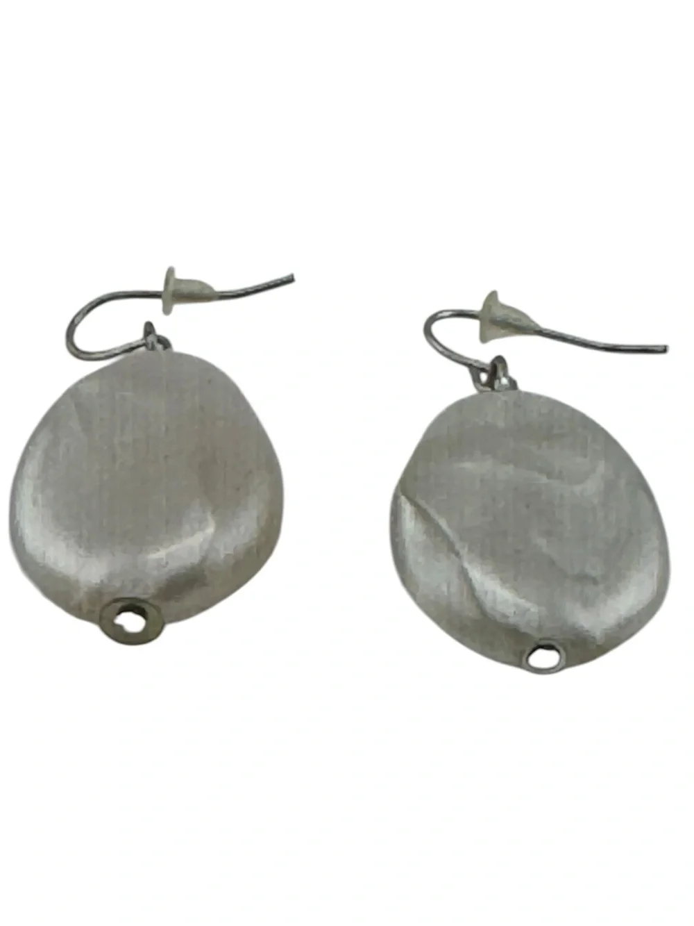Vintage Silvertone Oval Shell‎ Earrings Minimalist Coastal Dangle Earrings